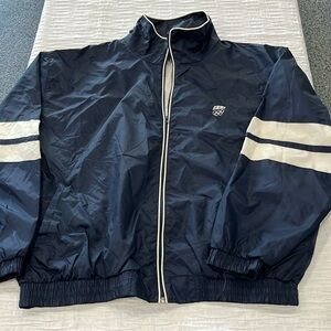 USA Olympics vintage JCPenney unisex, XL blue full zip windbreaker inner lined